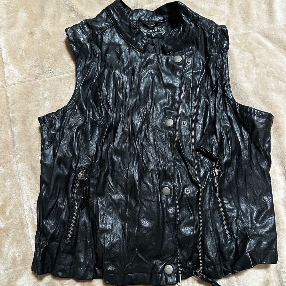 Vintage leather biker vest